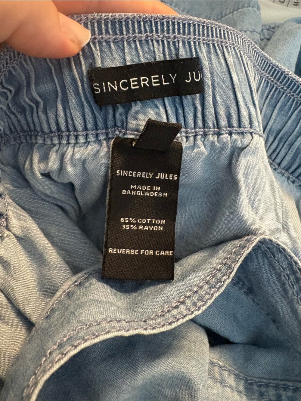 Sincerely Jules Blue Wide Leg Chambray Tiered Flowy Boho Pants Size S - Picture 6 of 6